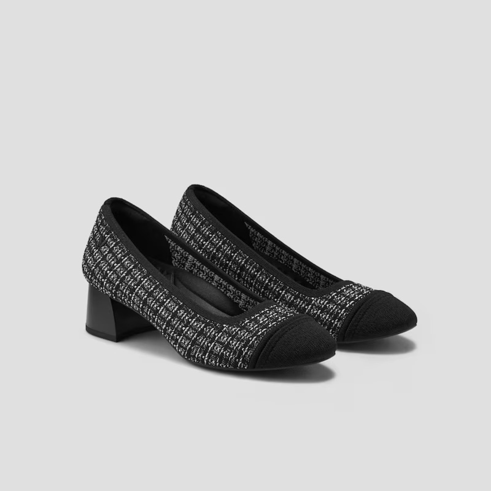 Vivaia Julie pro round toe chunky heels in black tweed